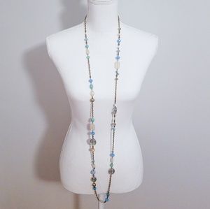 Long Gold Necklace with a POP of Color
